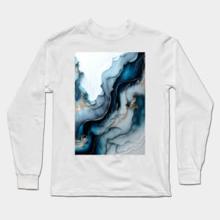 Deep Ocean Waves - Abstract Alcohol Ink Resin Art Long Sleeve T-Shirt